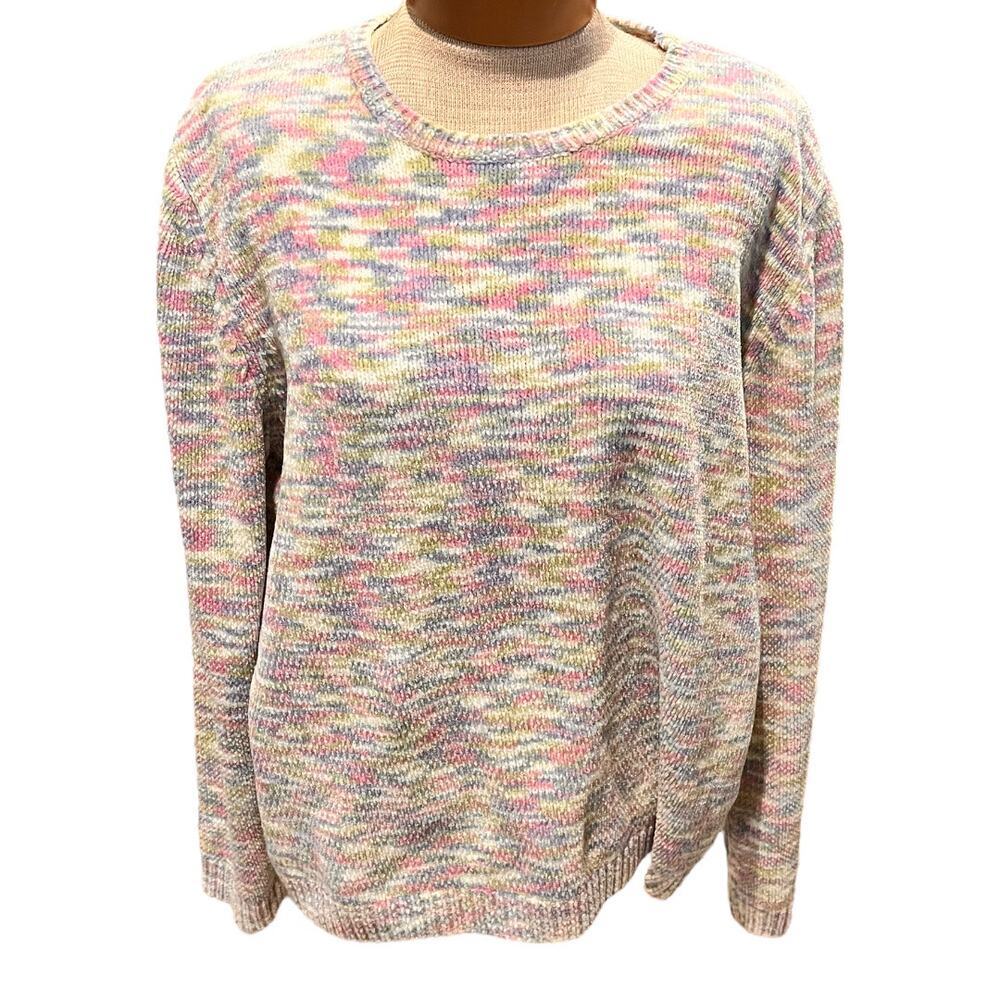 Alfred Dunner Vintage 90s Pastel Pink Blue Sweater M/L Grandmacore
